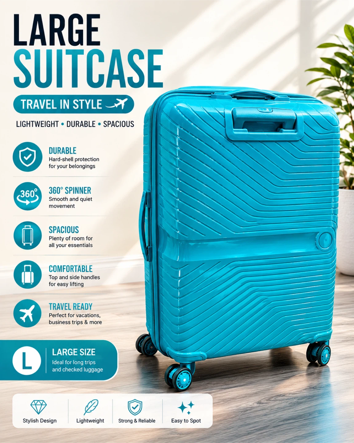 New Large Teal Suitcase