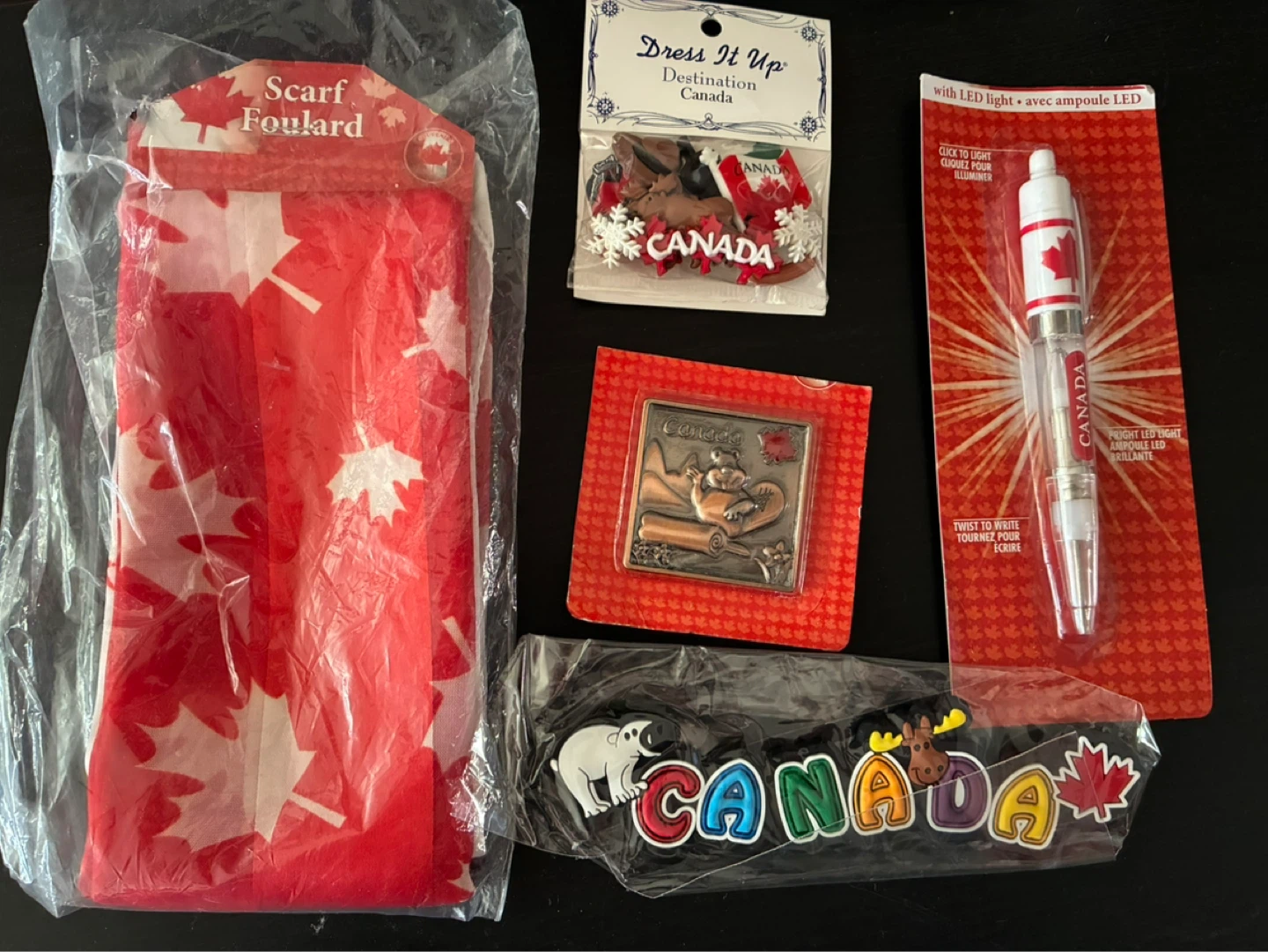 Canadian Souvenir Bundle: Scarf, Pen, Magnets