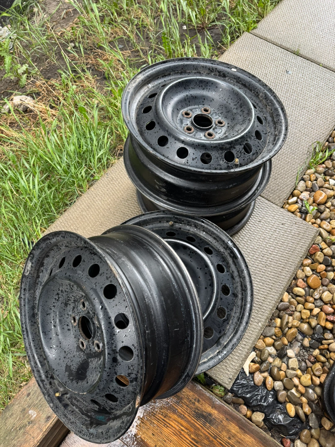 Sets of 4 Black Steel Wheels