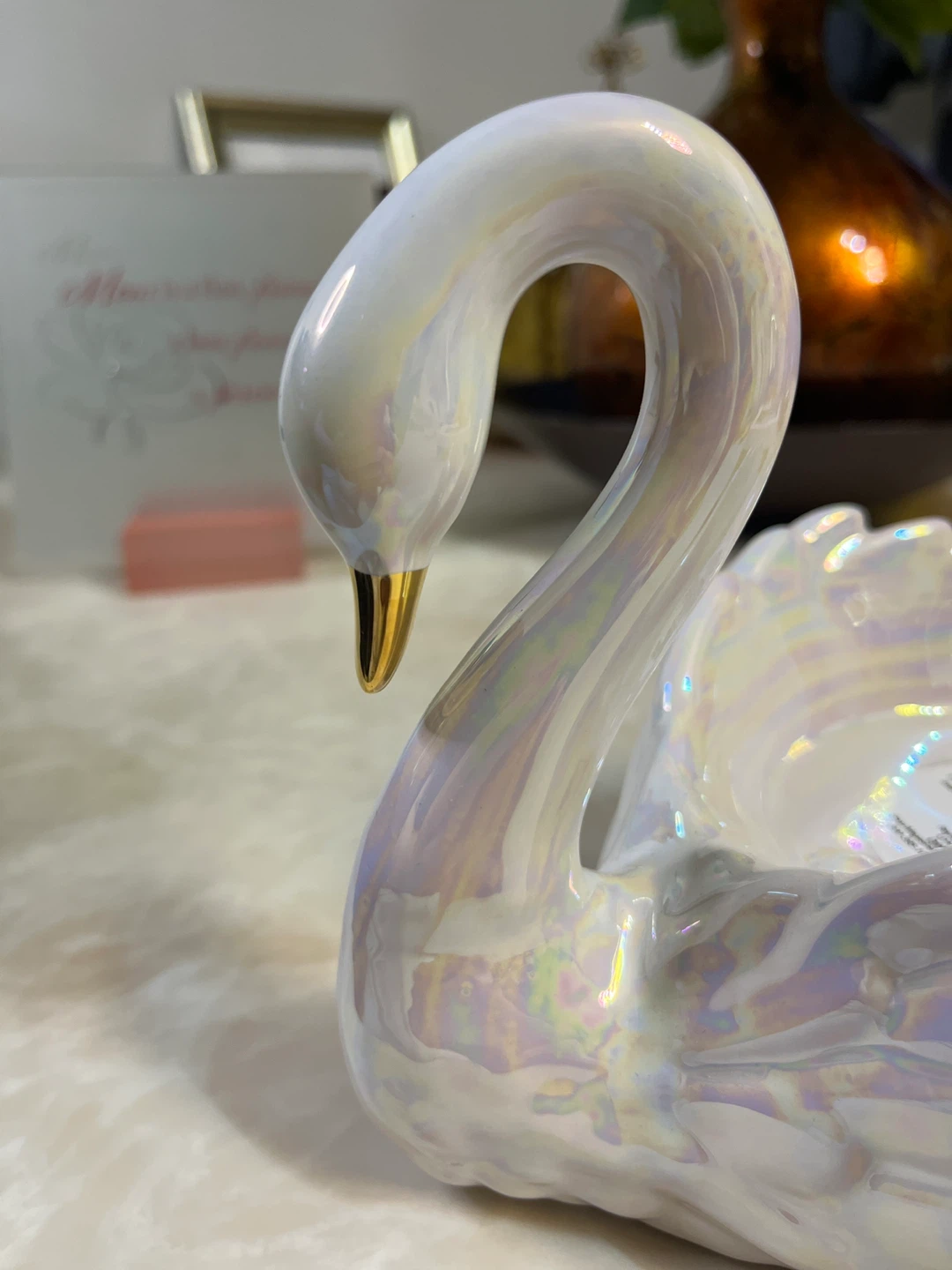 Iridescent Swan Trinket Dish / Candle Holder - photo 5