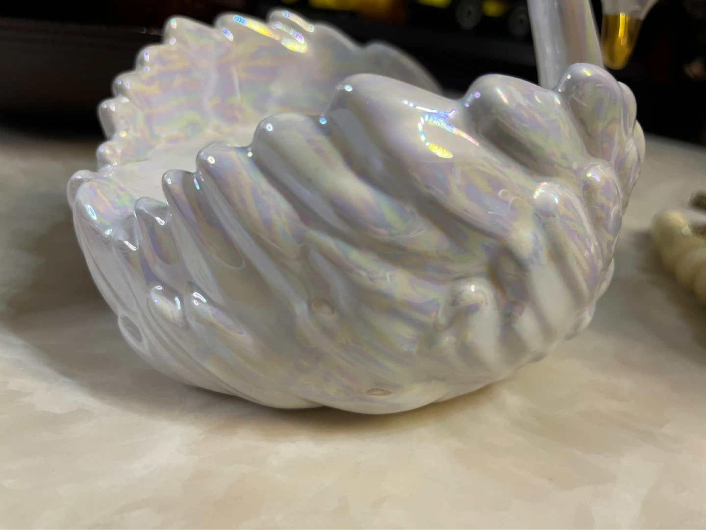 Iridescent Swan Trinket Dish / Candle Holder - photo 4