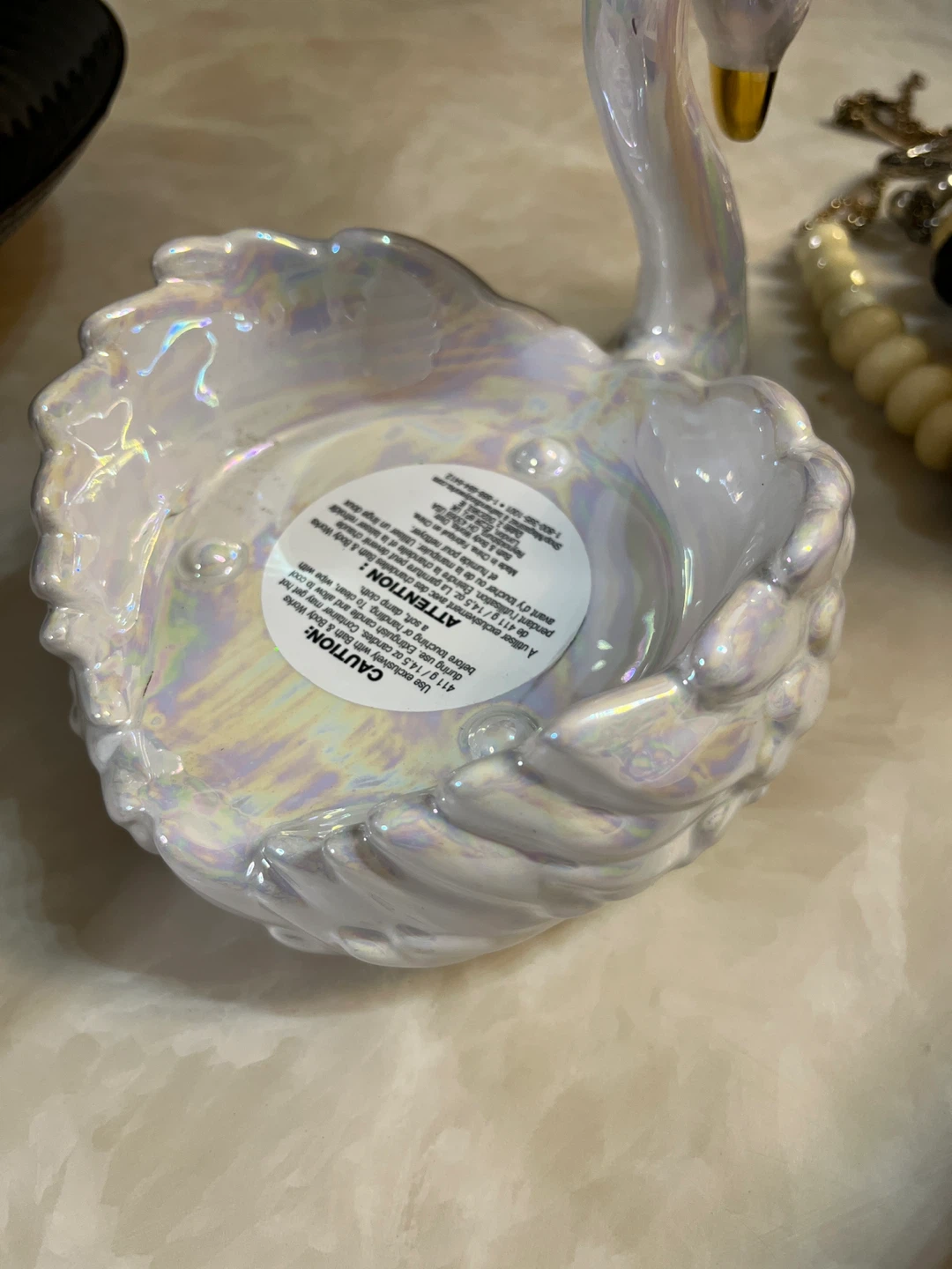 Iridescent Swan Trinket Dish / Candle Holder - photo 3