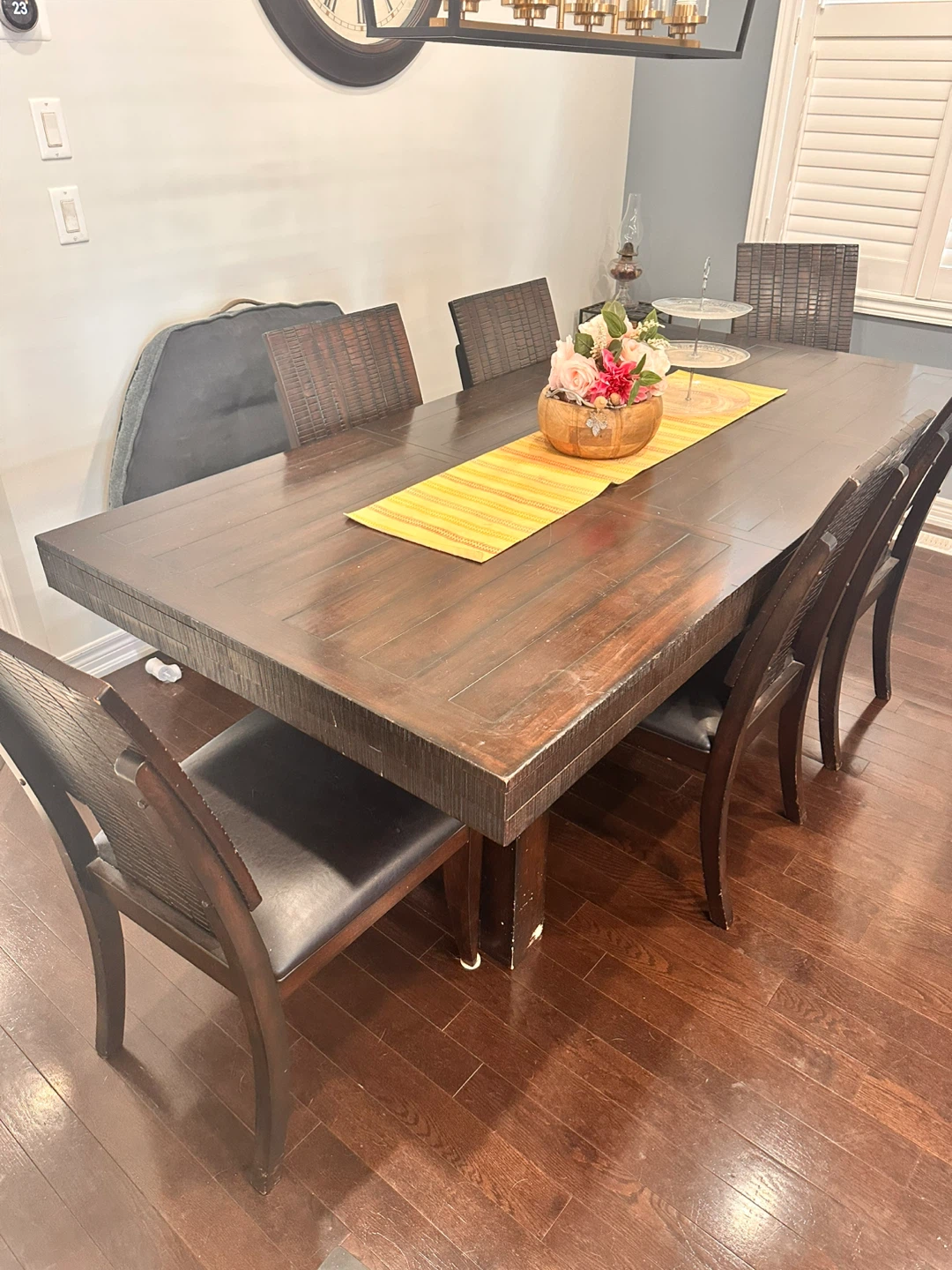 Dark Wood Dining Table with 6 Chairs
