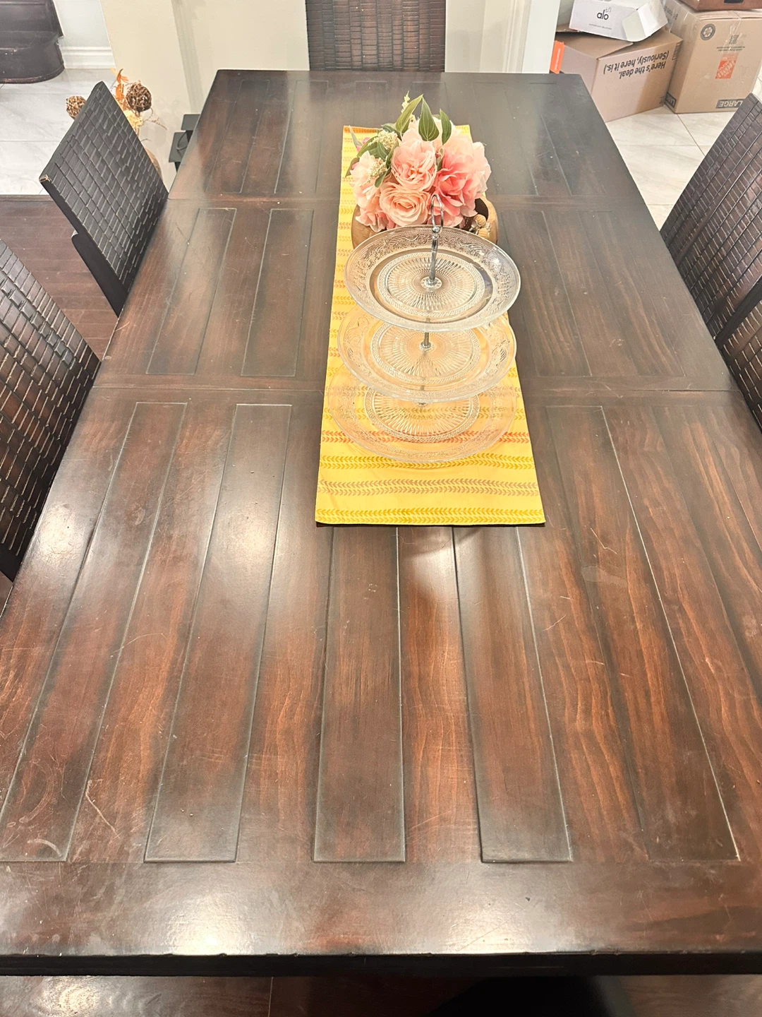 Dark Wood Dining Table with 6 Chairs - photo 4
