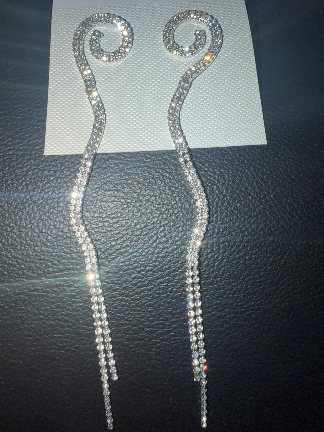 Sparkly Dangle Drop Earrings with Swirl Top