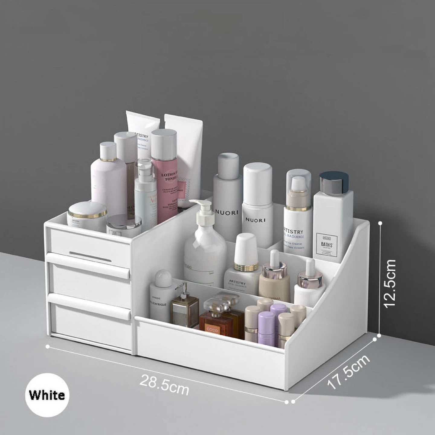 White Makeup and Desk Organizer with Drawers - photo 4