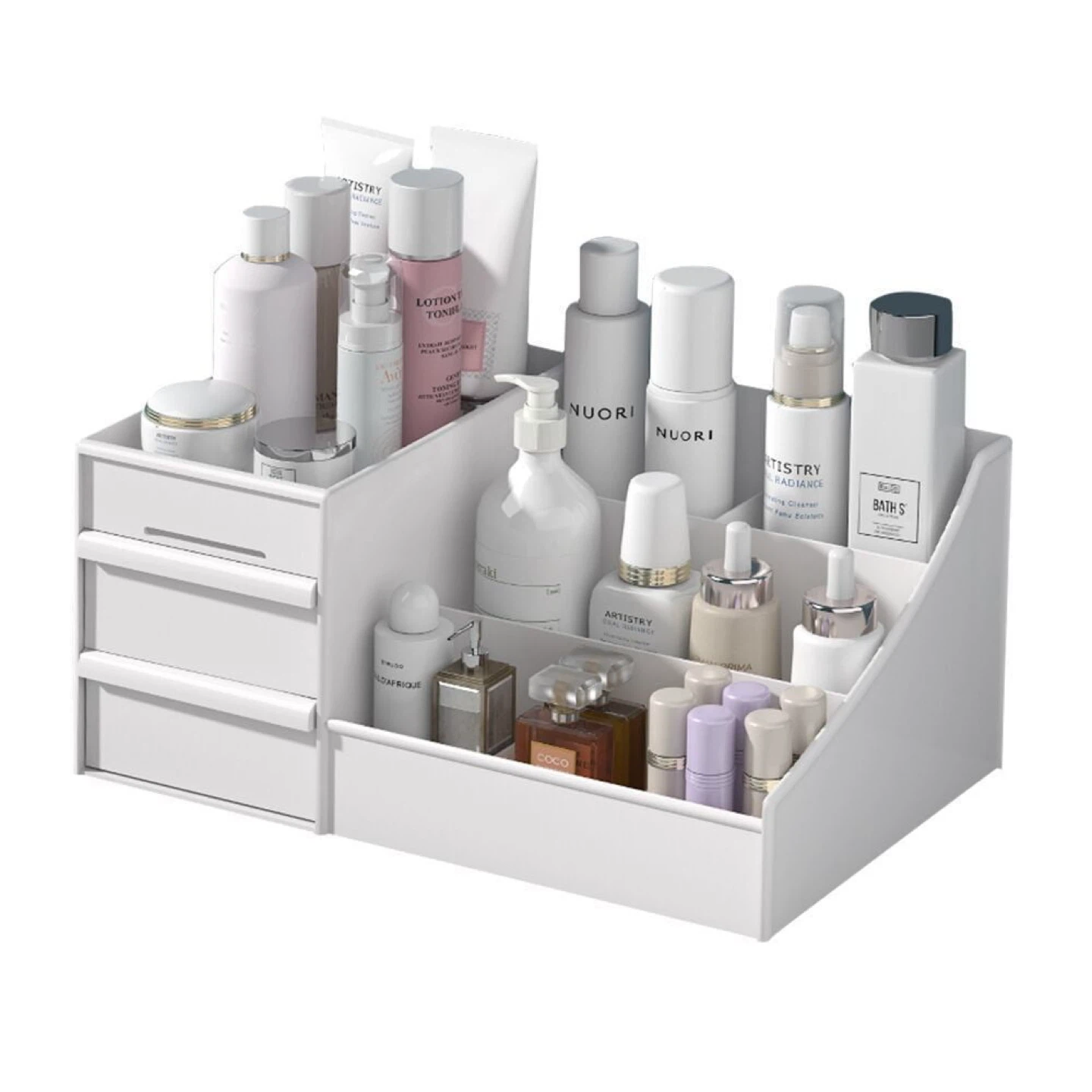 White Makeup and Desk Organizer with Drawers