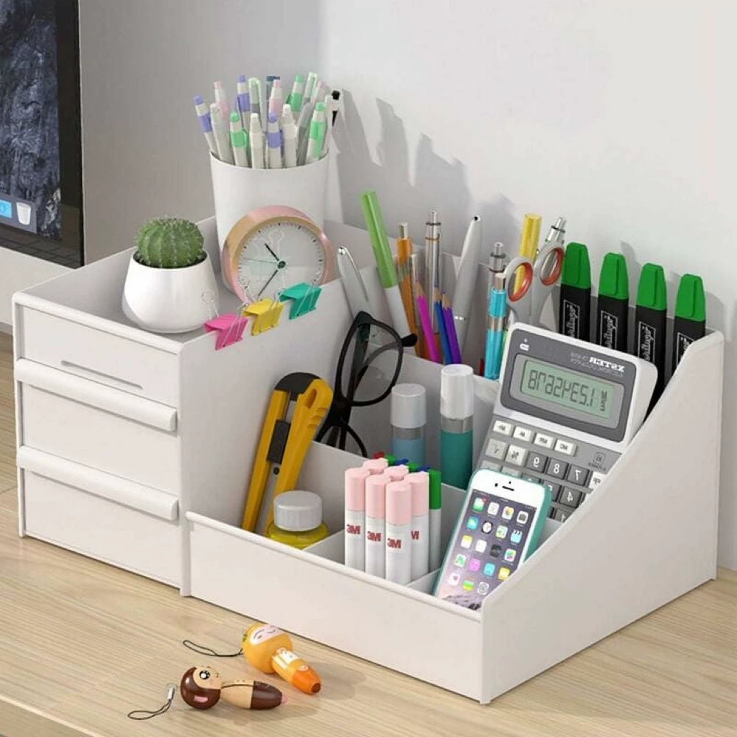 White Makeup and Desk Organizer with Drawers - photo 3