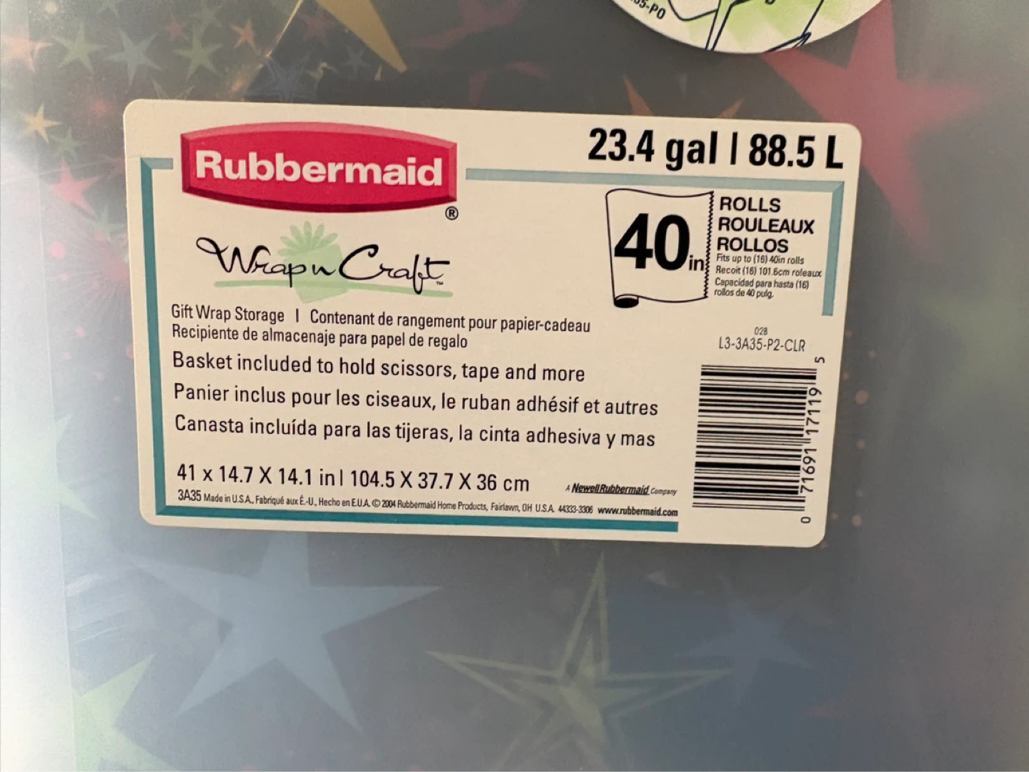 Rubbermaid Gift Wrap Storage Container 23.4 gal - photo 3