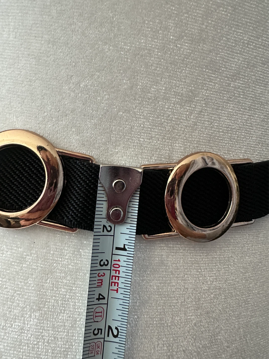 Black elastic belt with gold tone hardware - photo 3