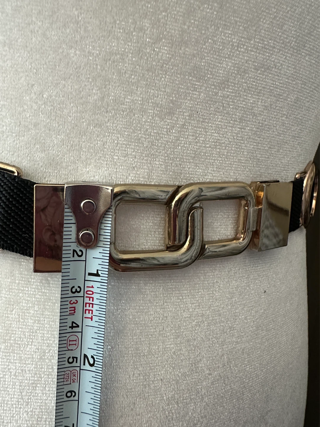Black elastic belt with gold tone hardware - photo 4