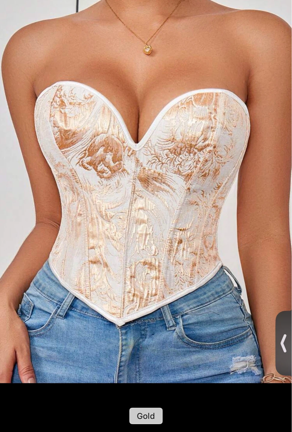 Gold Floral Corset Top- Small