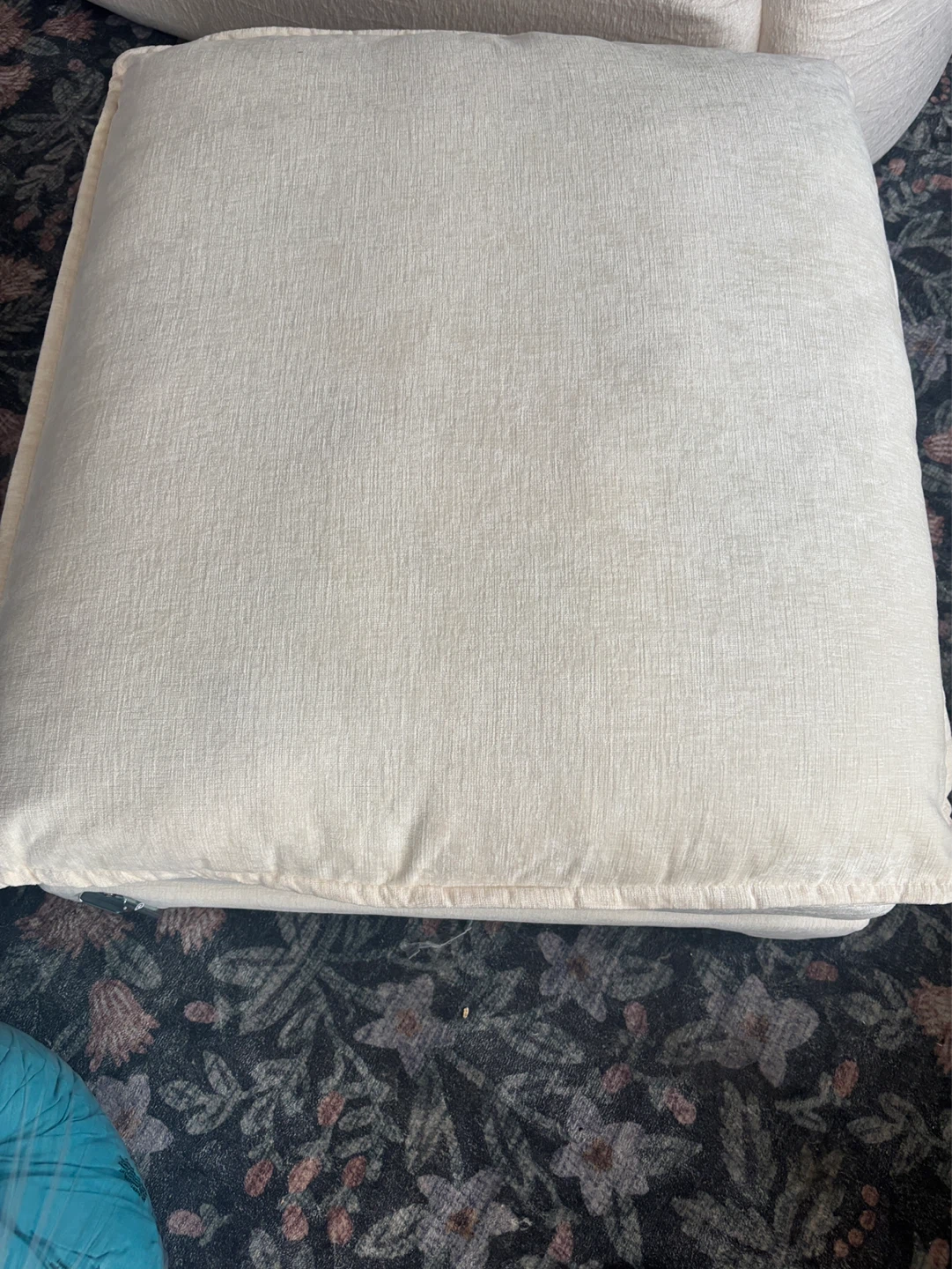 Cream Upholstered Ottoman/Footstool- AS IS - photo 2