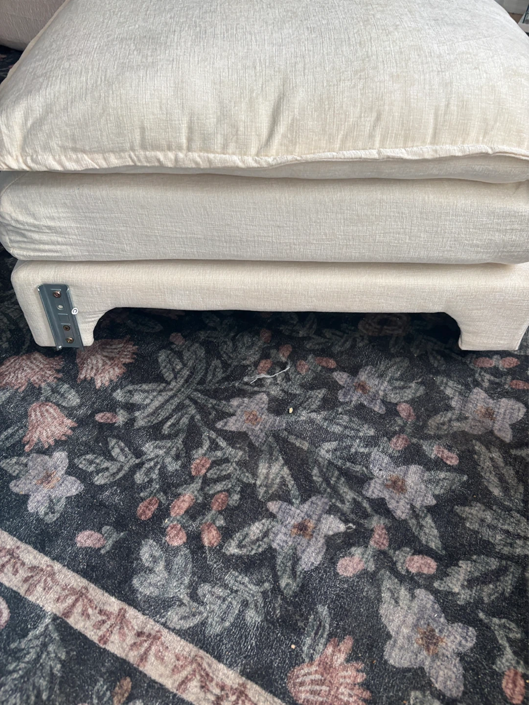 Cream Upholstered Ottoman/Footstool- AS IS - photo 3