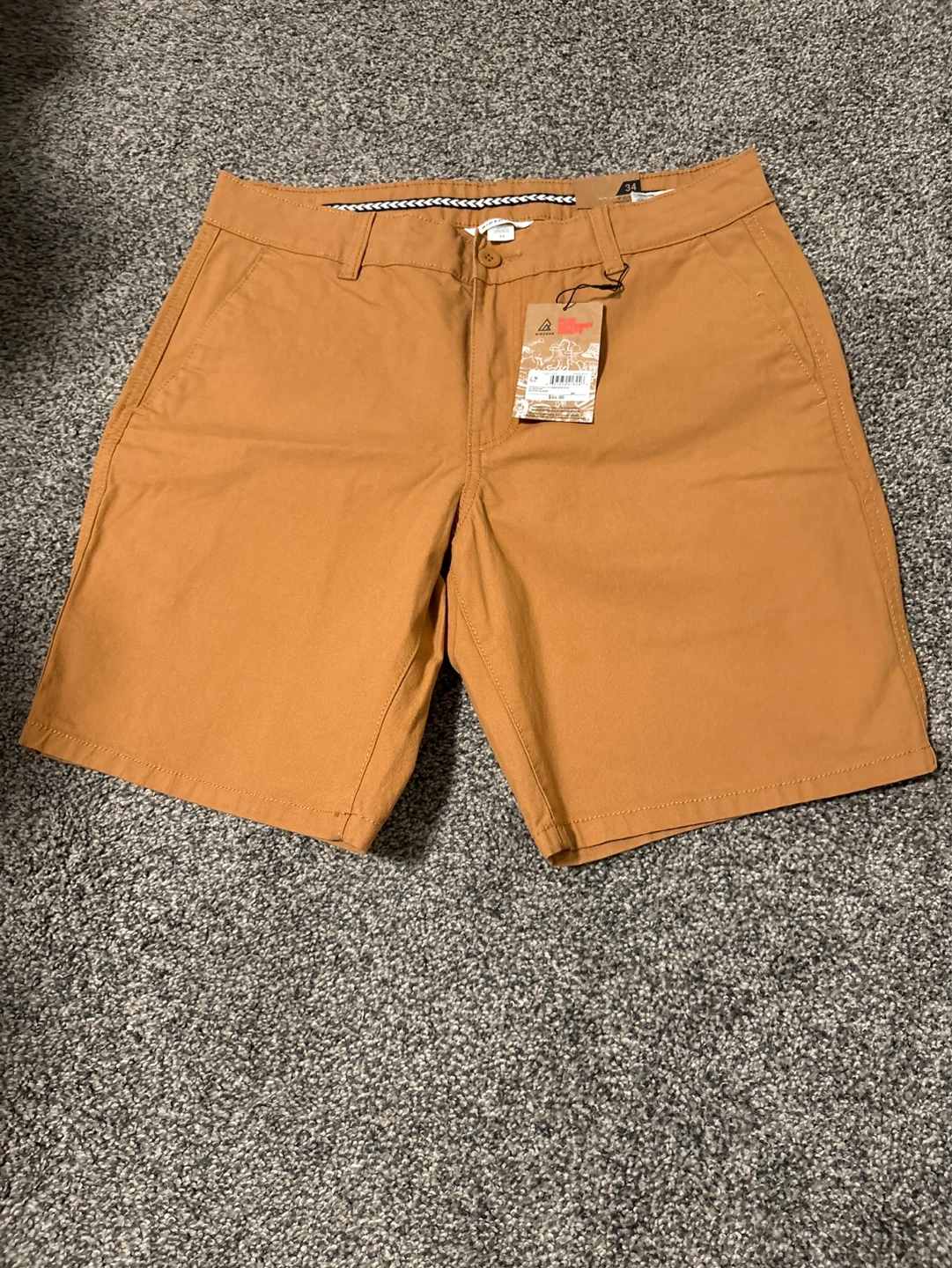 New Ripzone Coal Chino Shorts - Brown Sugar - Size 34