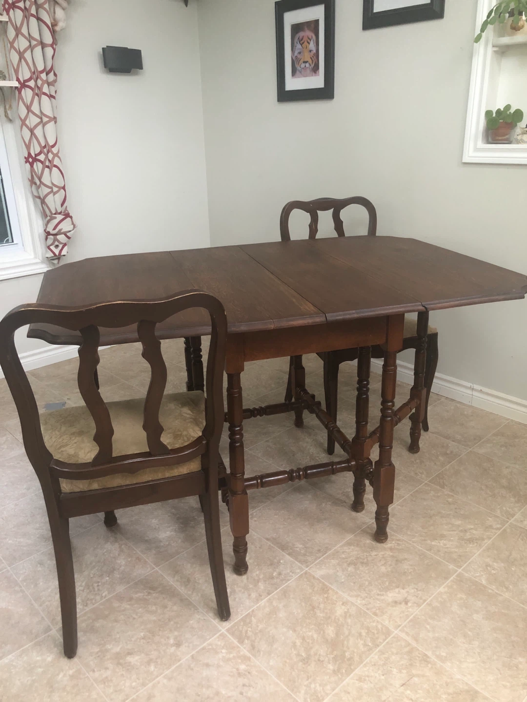 Antique Gate Leg Table and 2 chairs - photo 5