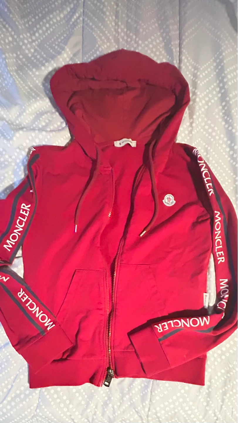 Moncler Red Full Zip Hoodie Size S