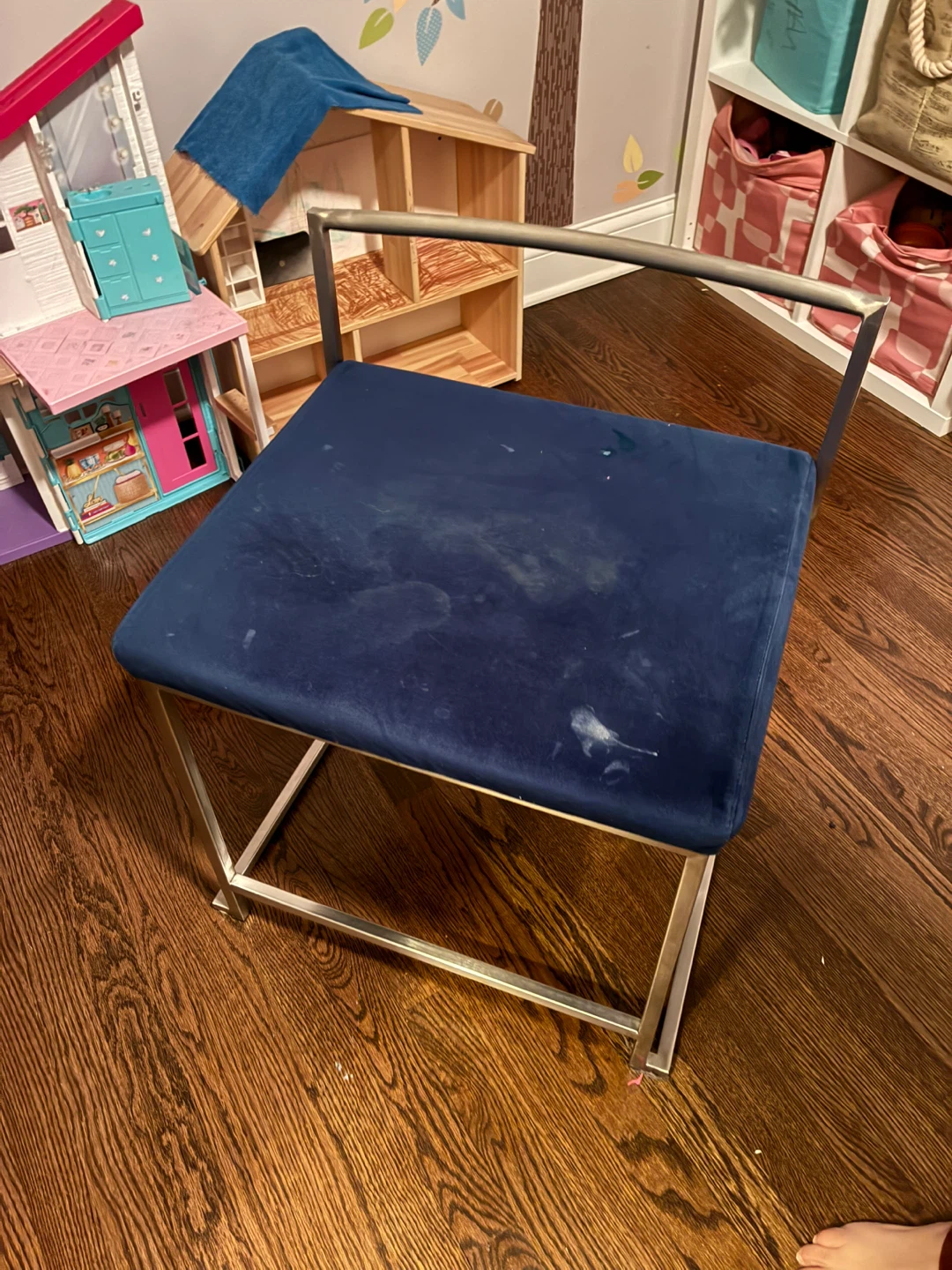 2 Blue Velvet Accent Chair with Metal Frame