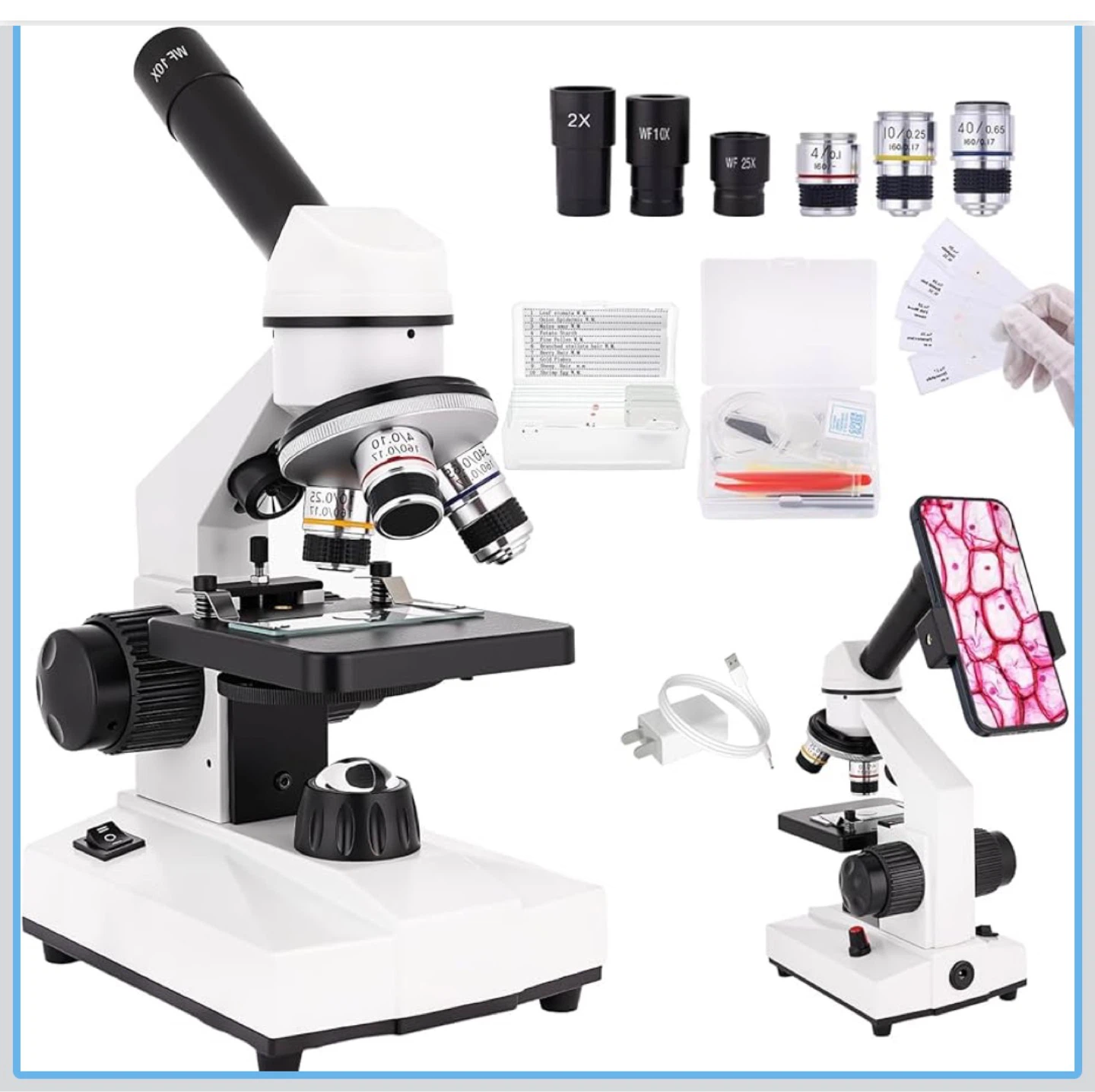 Microscope with 4 Objectives and 2000x Magnification - photo 5