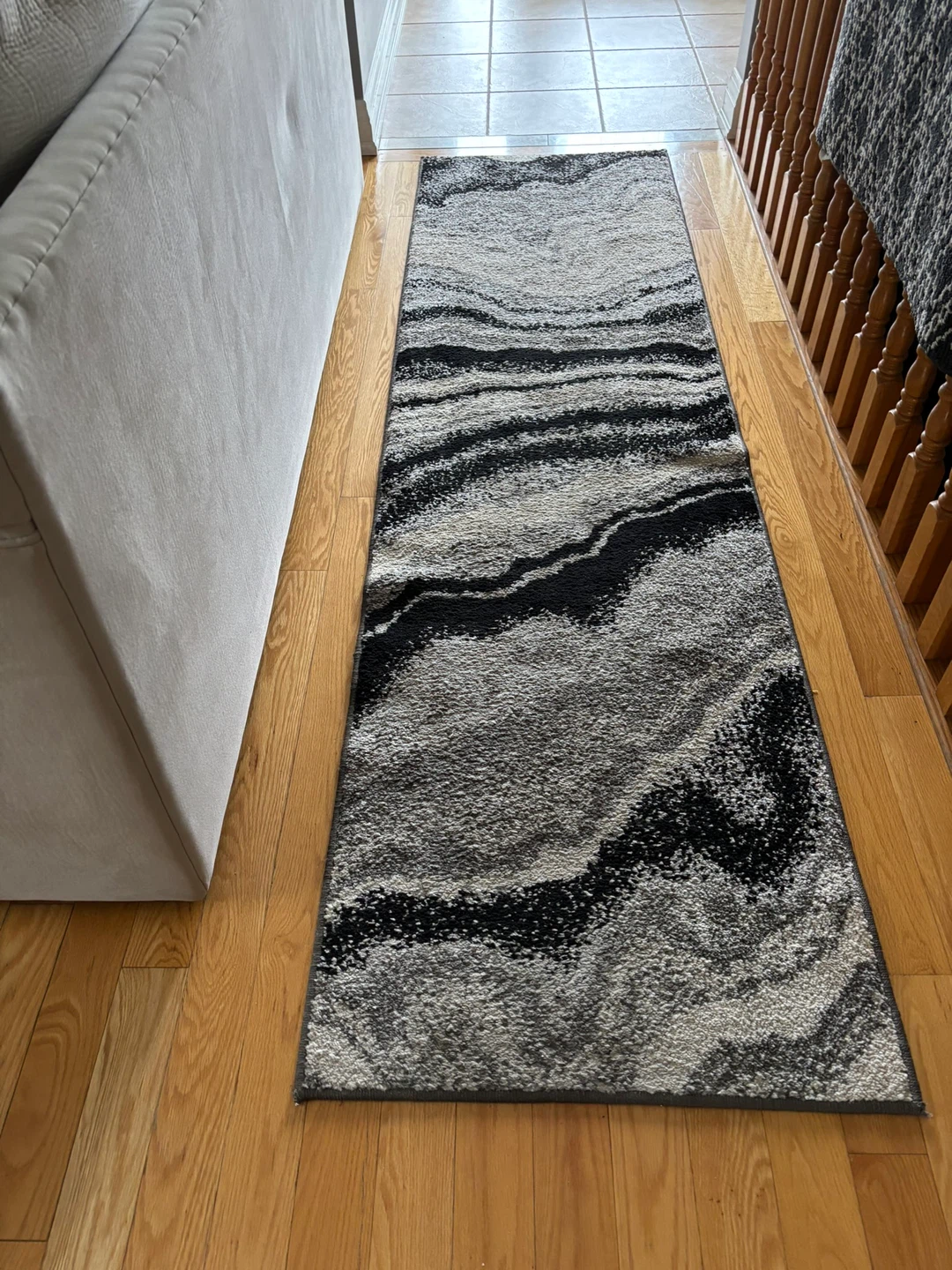 Runner Rug with Abstract Black and Grey Pattern