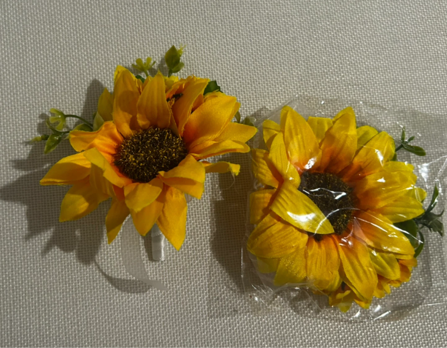 Sunflower Boutonniere and Wrist Corsage Set