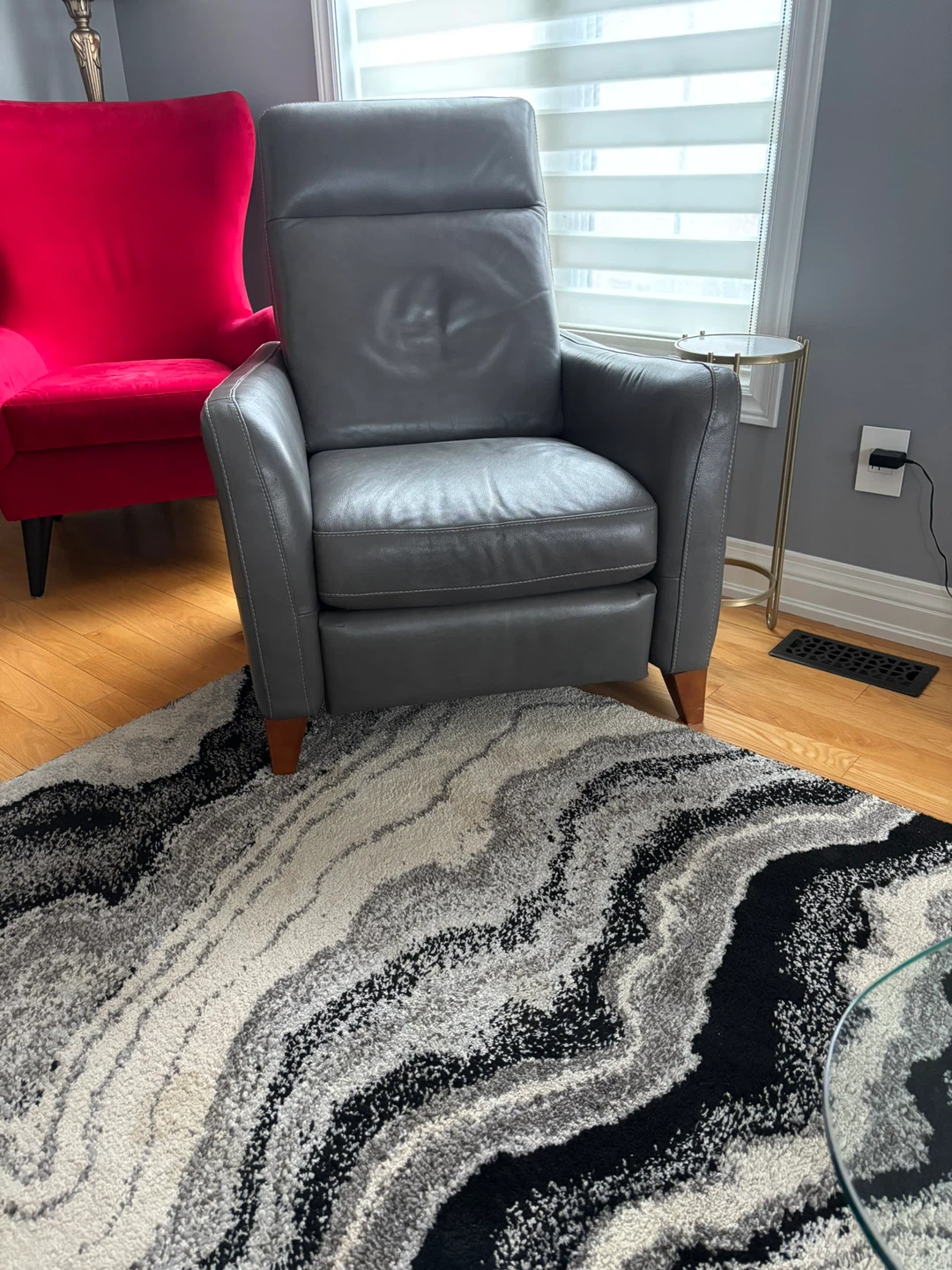 Grey Leather Recliner Chair