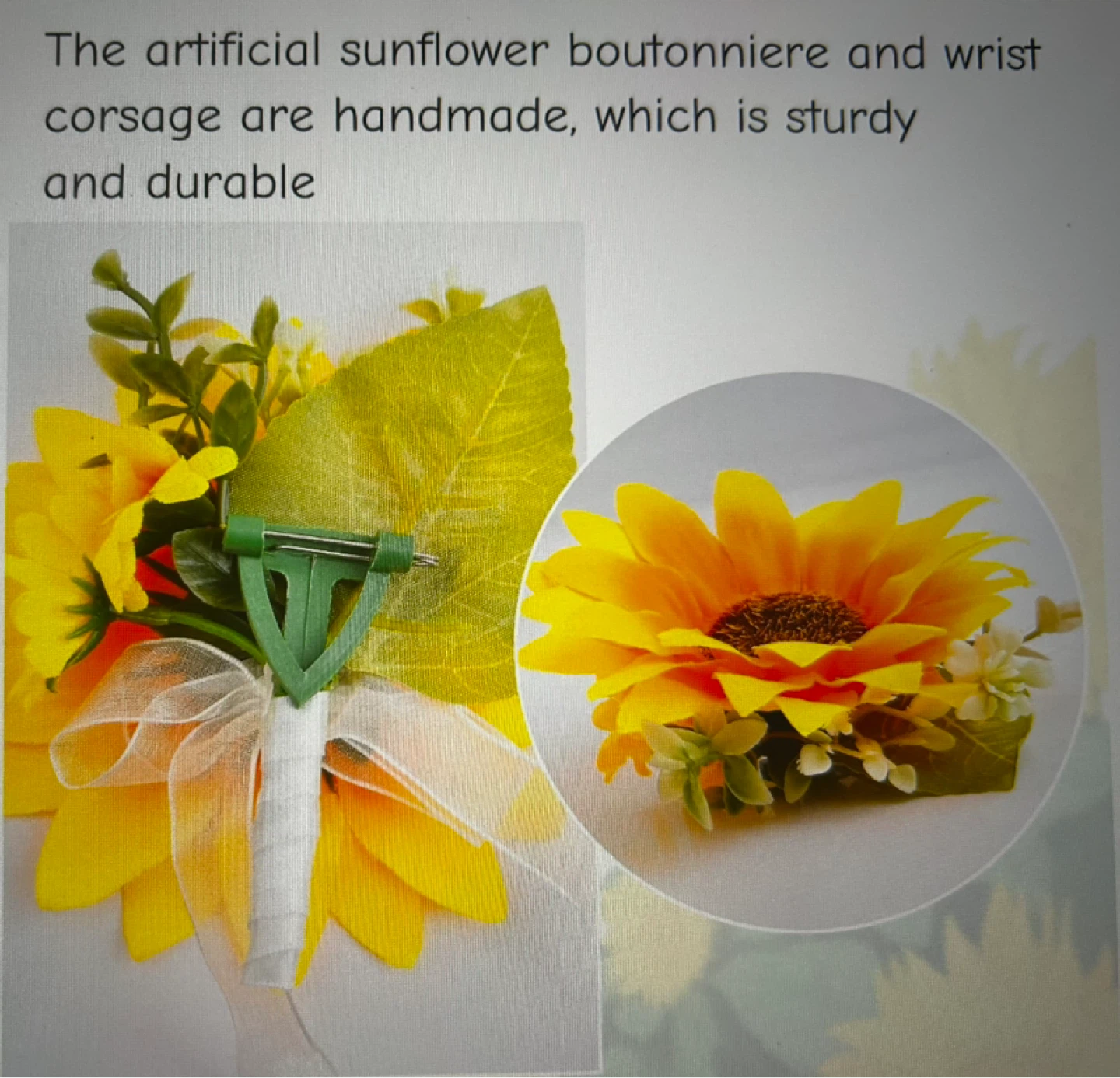 Sunflower Boutonniere and Wrist Corsage Set - photo 4