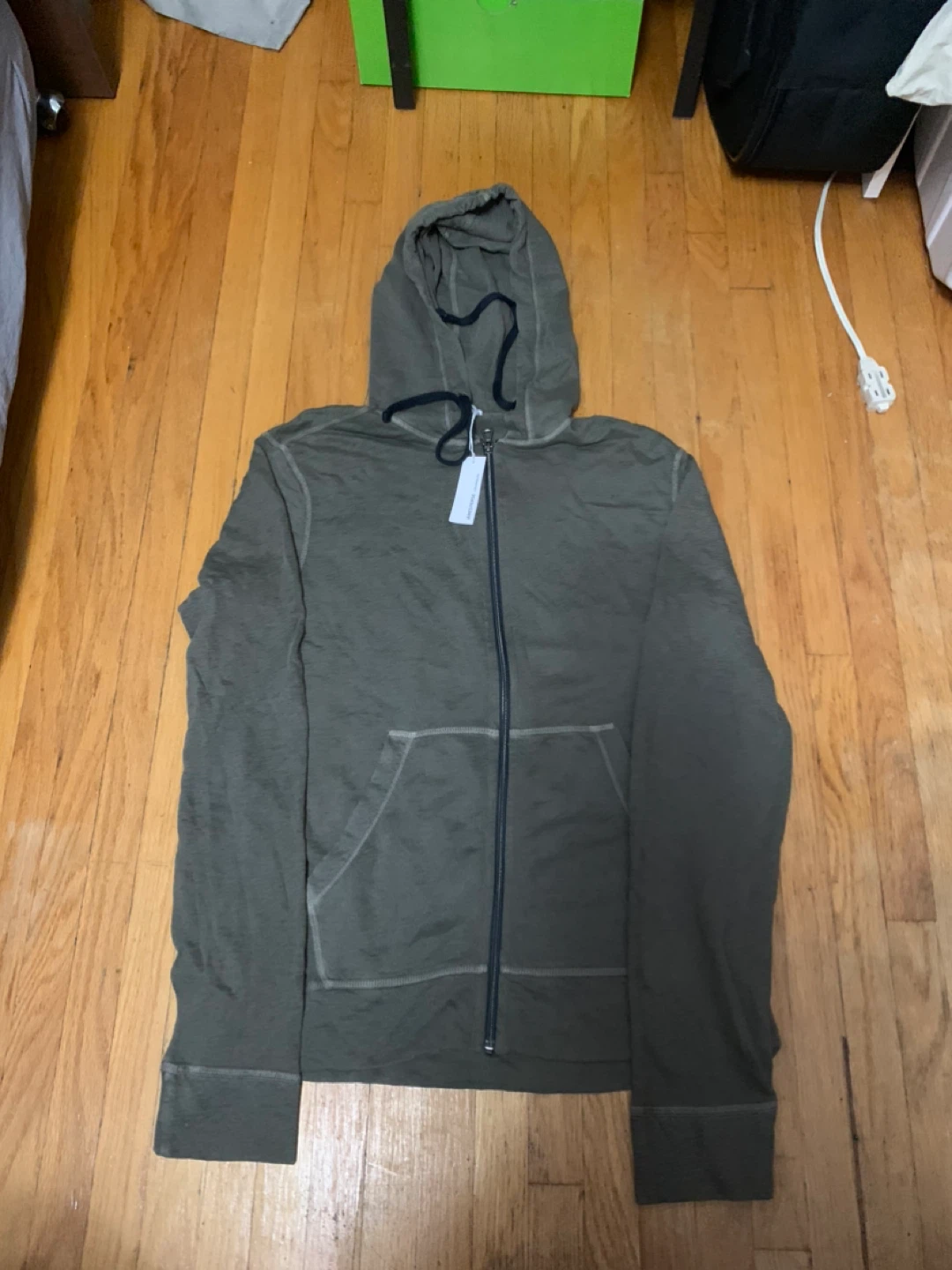 James Perse Zip-Up Hoodie - Green - Size 2