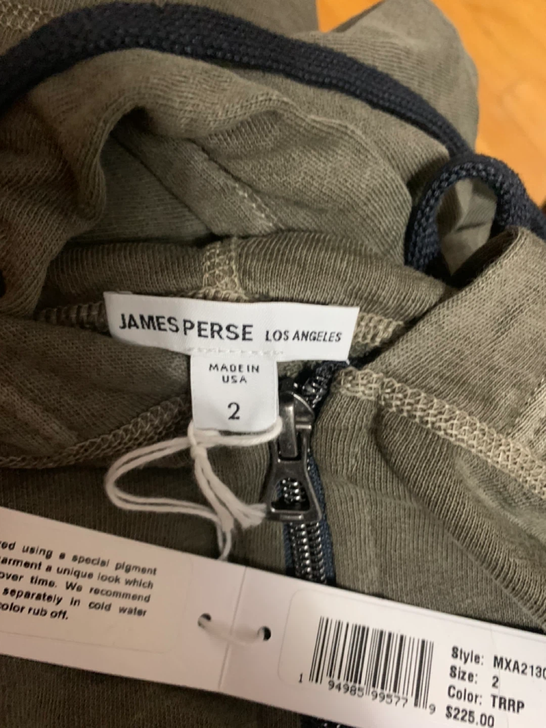James Perse Zip-Up Hoodie - Green - Size 2 - photo 2