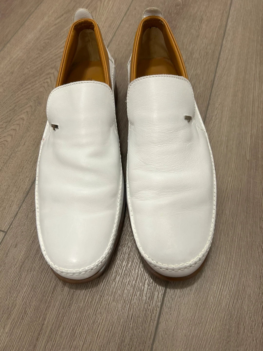 A. Testoni White Leather Slip-On Loafers Men's Size 7.5 - photo 2