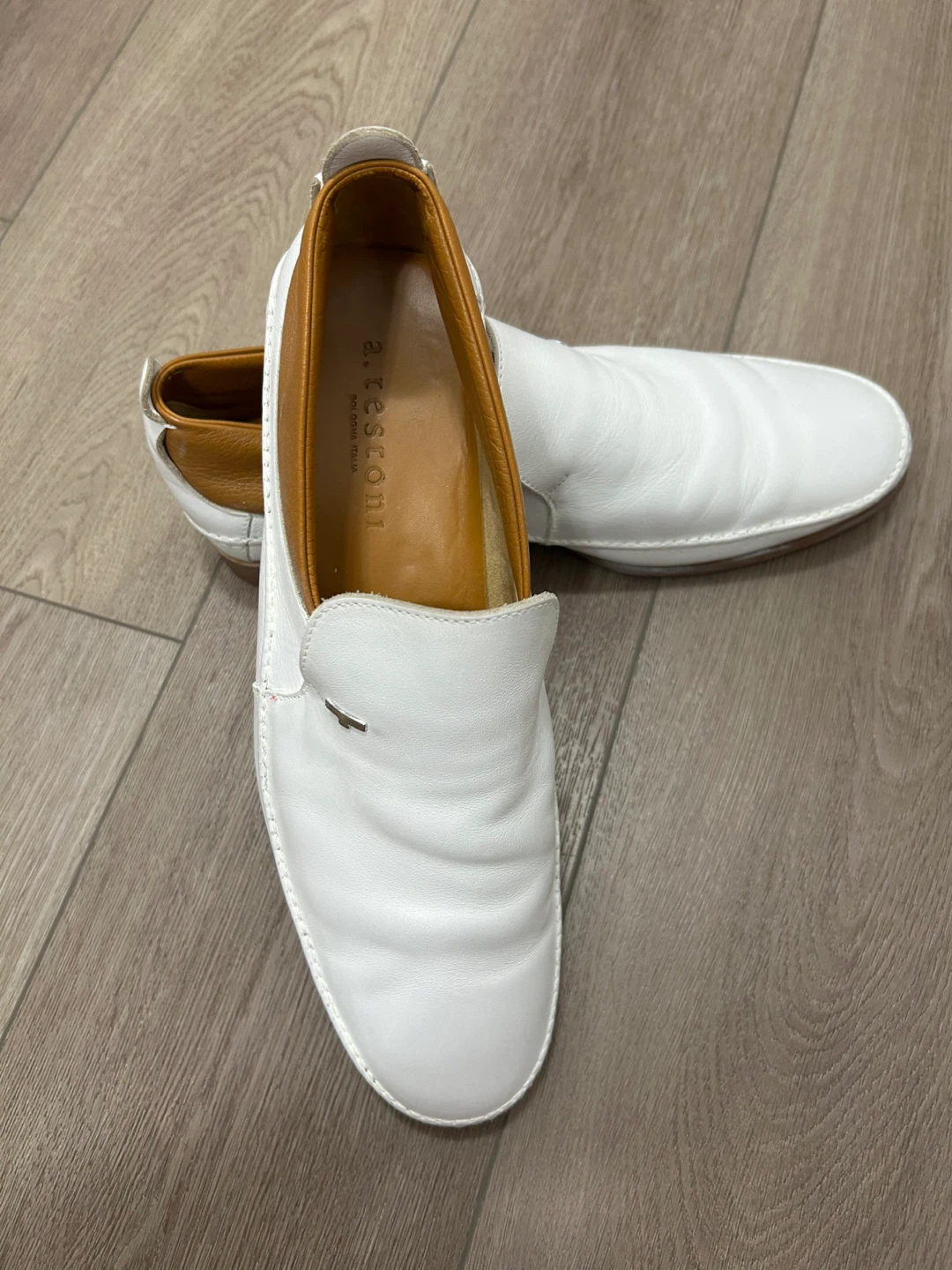 A. Testoni White Leather Slip-On Loafers Men's Size 7.5 - photo 3