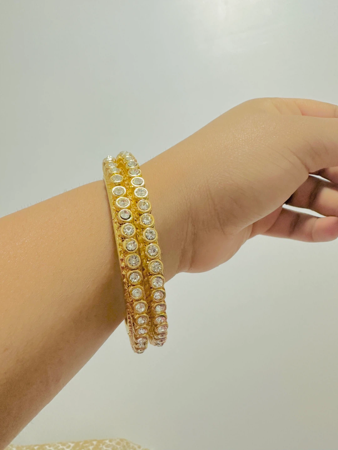 Gold tone Bangles with Rhinestones Set of 2