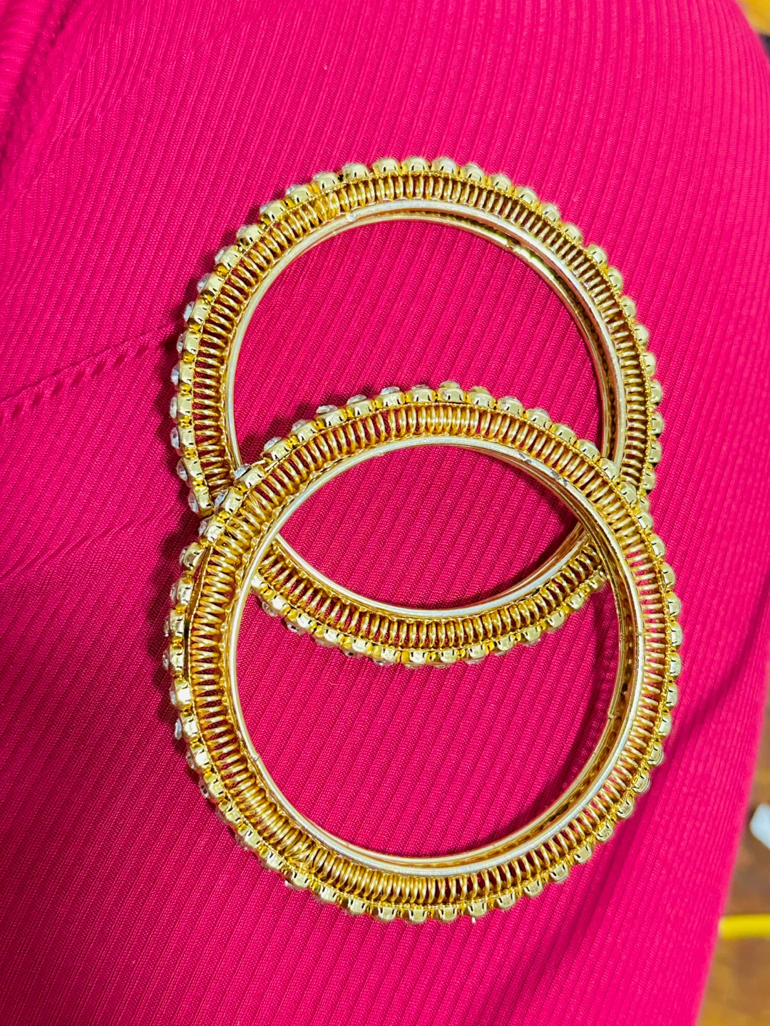 Gold tone Bangles with Rhinestones Set of 2 - photo 2