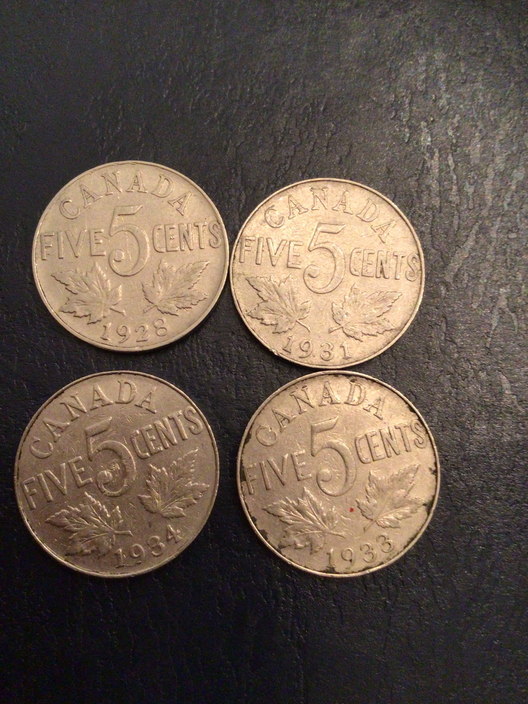 Collection of Four Canadian 5 Cent Coins - photo 2