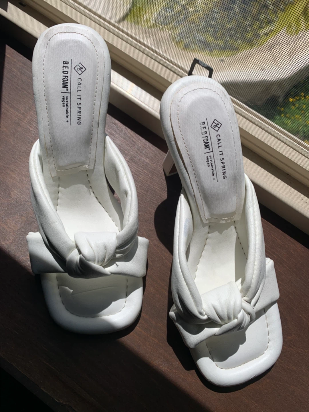 Call It Spring White Knot Heel Sandals US 7.5