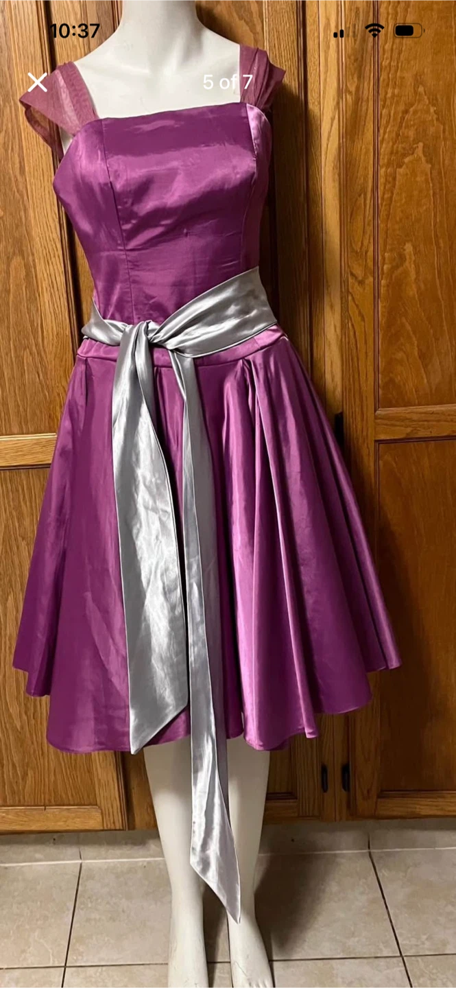 Purple dress with silver sash size 10-12