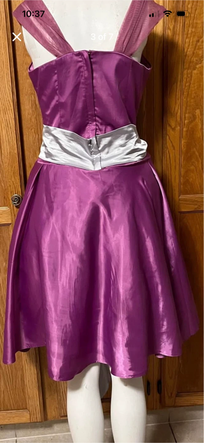 Purple dress with silver sash size 10-12 - photo 5