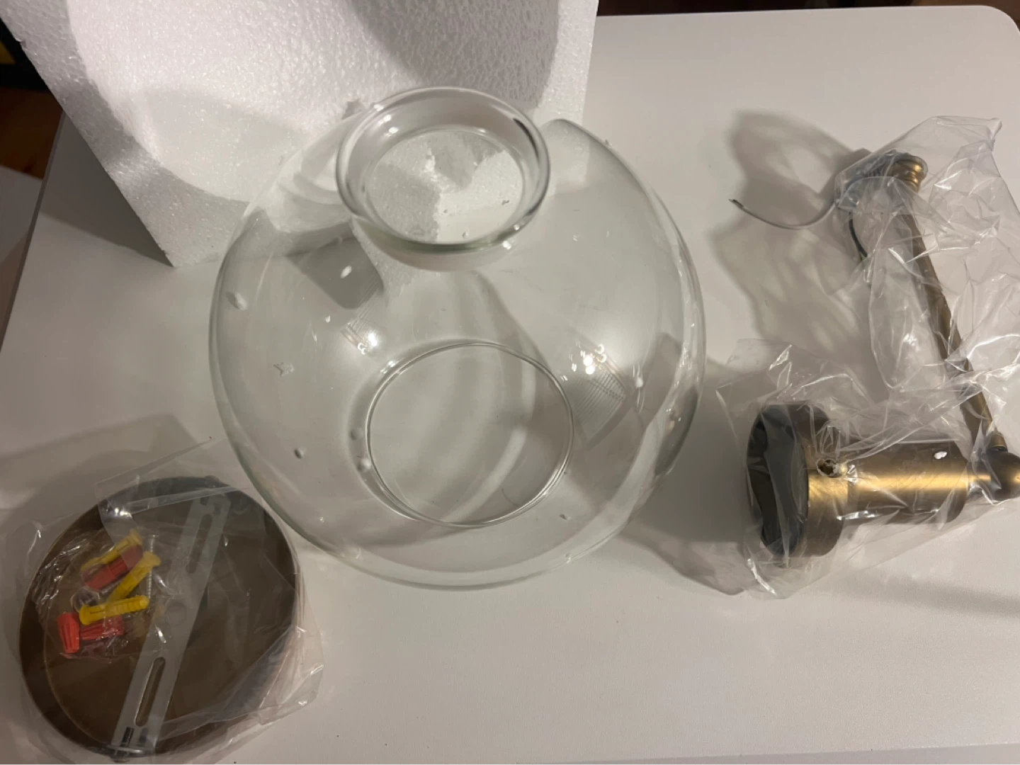 Brass Wall Sconce with Glass Shade