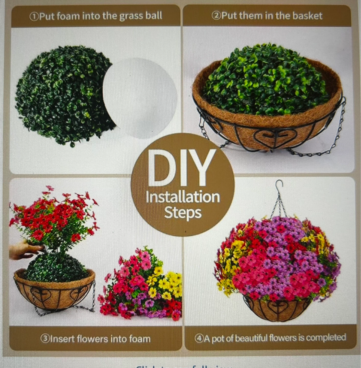 DIY Hanging Basket Kit with Faux Plant