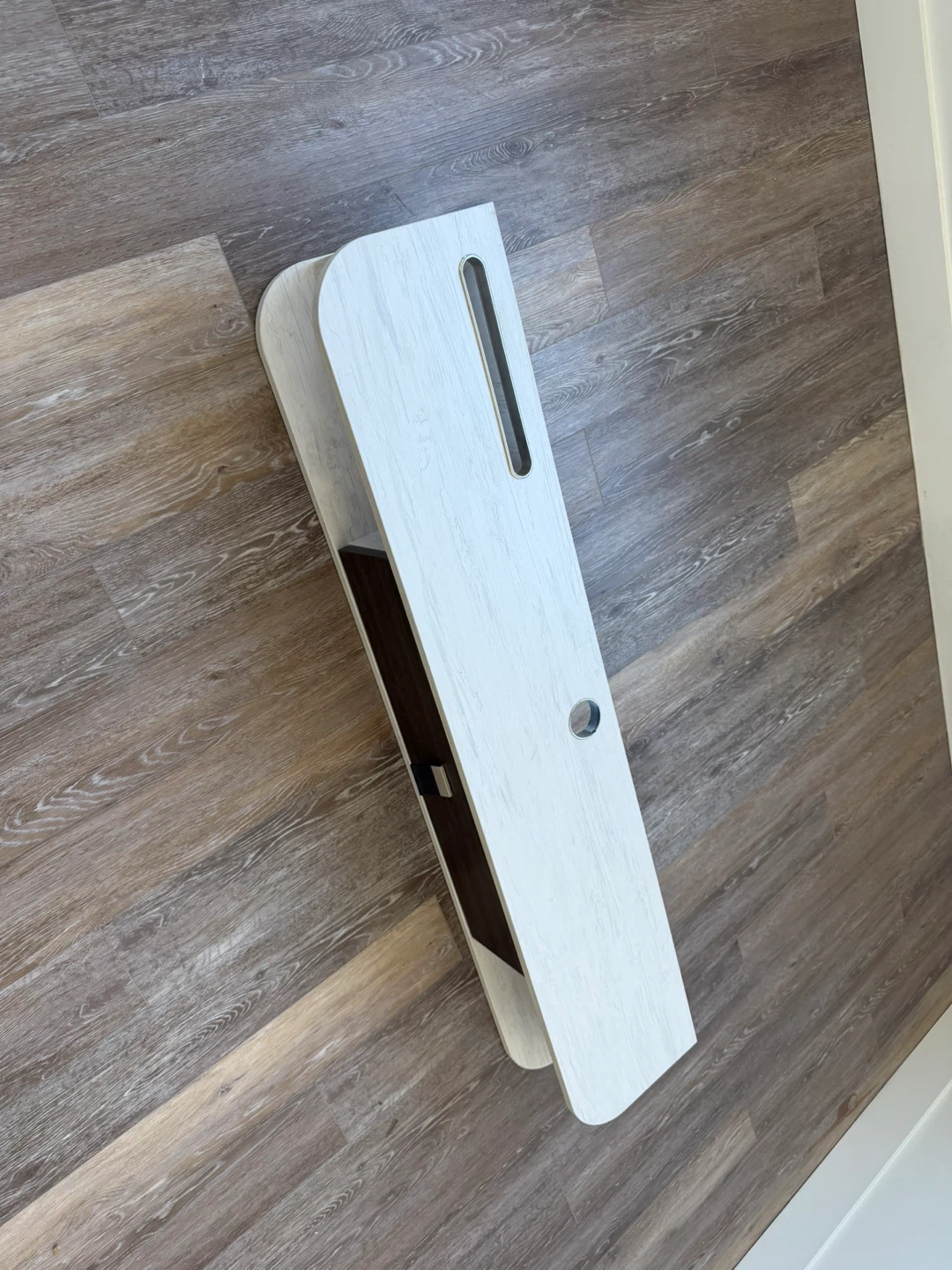 Floating TV Stand with Drawer - White marble-look finish - photo 5