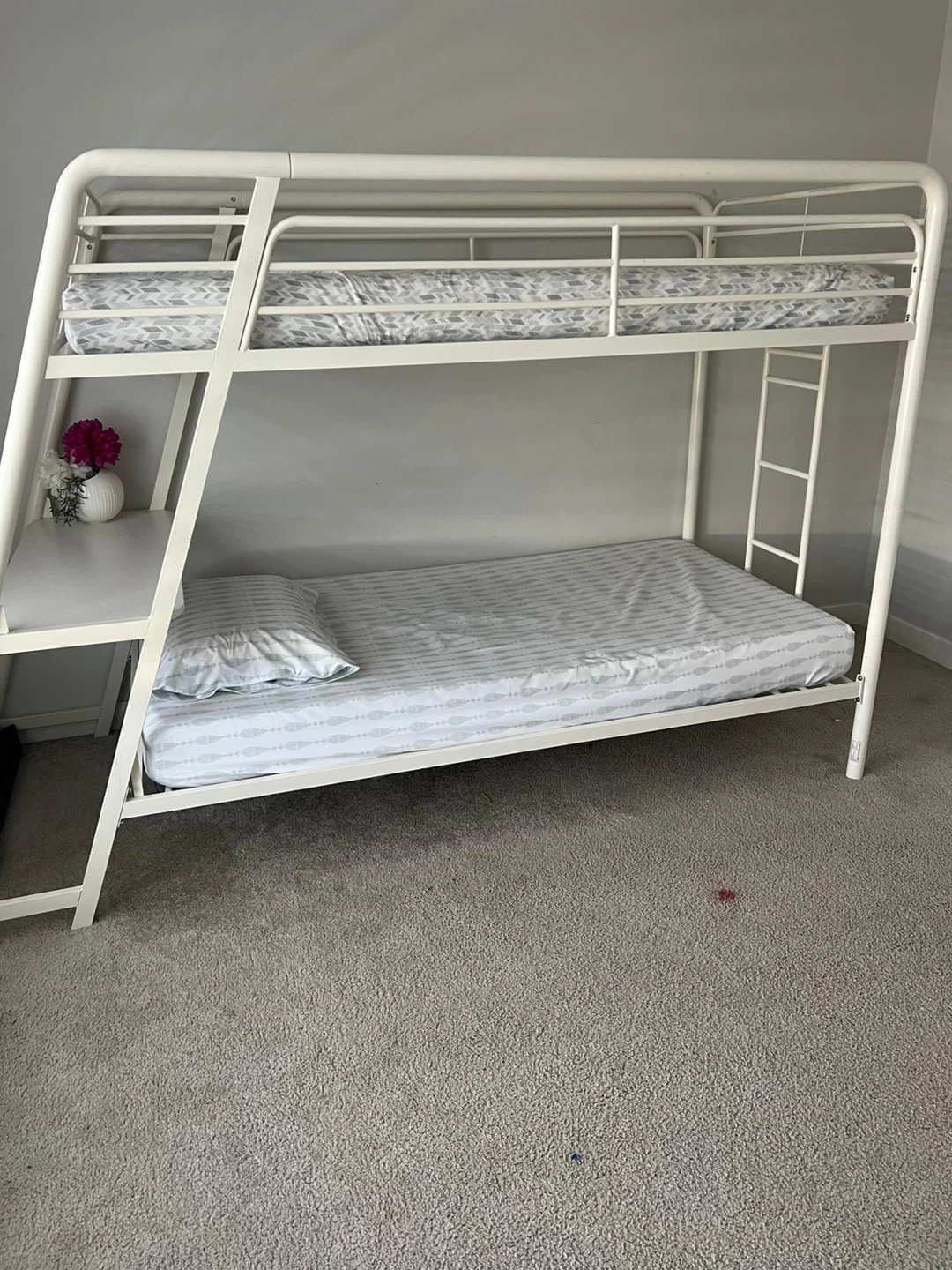 White Metal Bunk Bed with Desk Attachment - photo 2