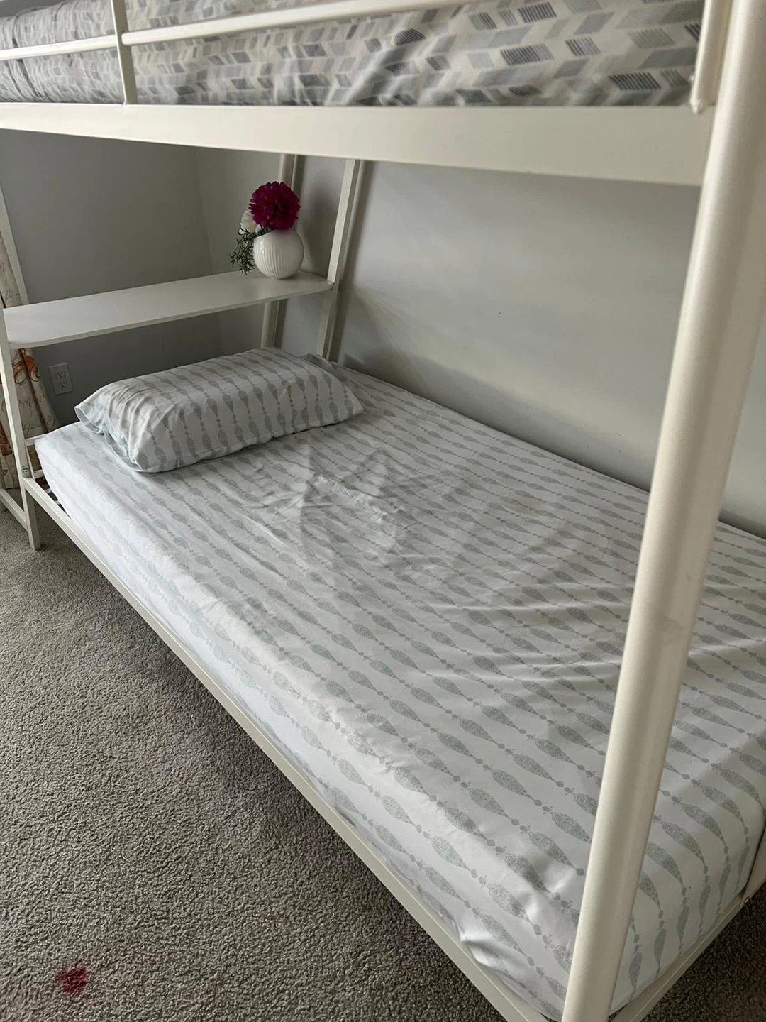 White Metal Bunk Bed with Desk Attachment - photo 5