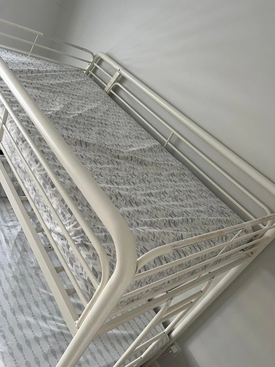 White Metal Bunk Bed with Desk Attachment - photo 4