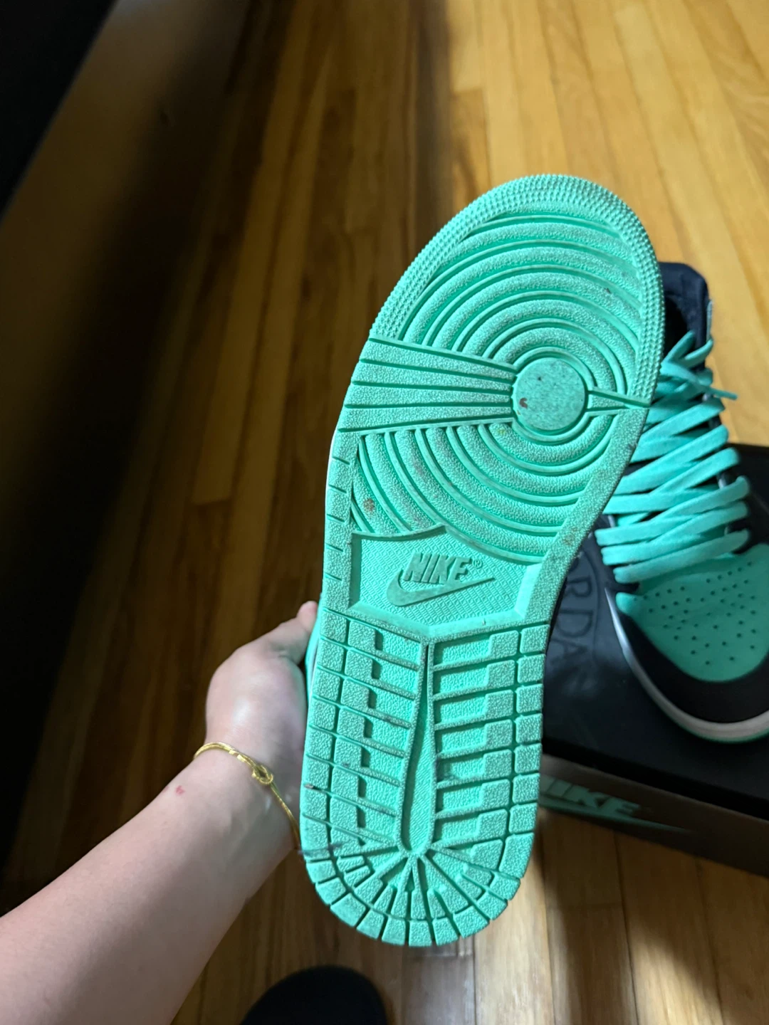 Air Jordan 1 Retro High OG "Green Glow" Sneakers - photo 2