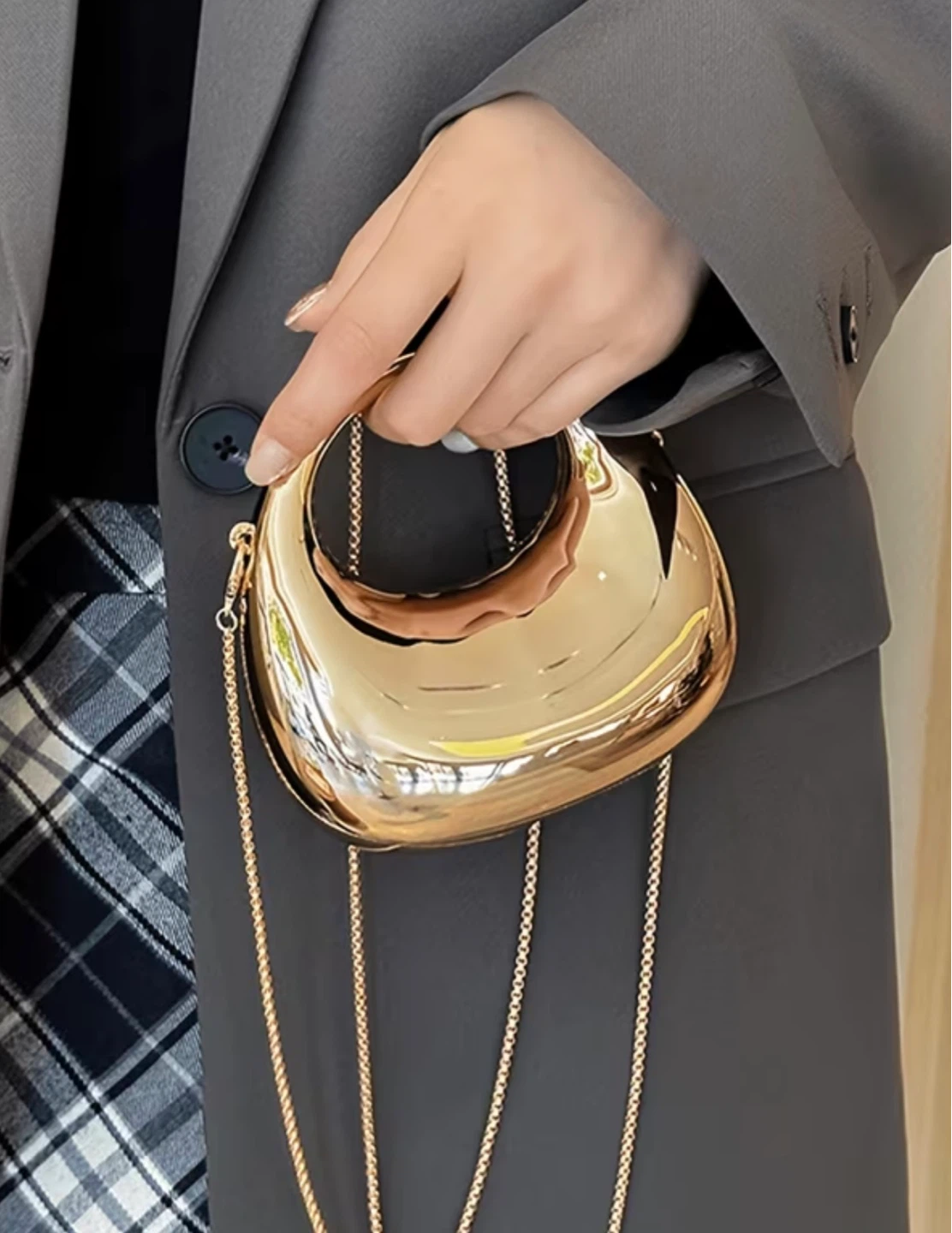 Gold Mini Bag with Chain Strap - photo 3