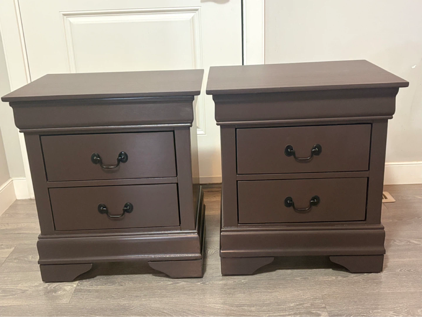 Pair of Brown 2-Drawer Nightstands