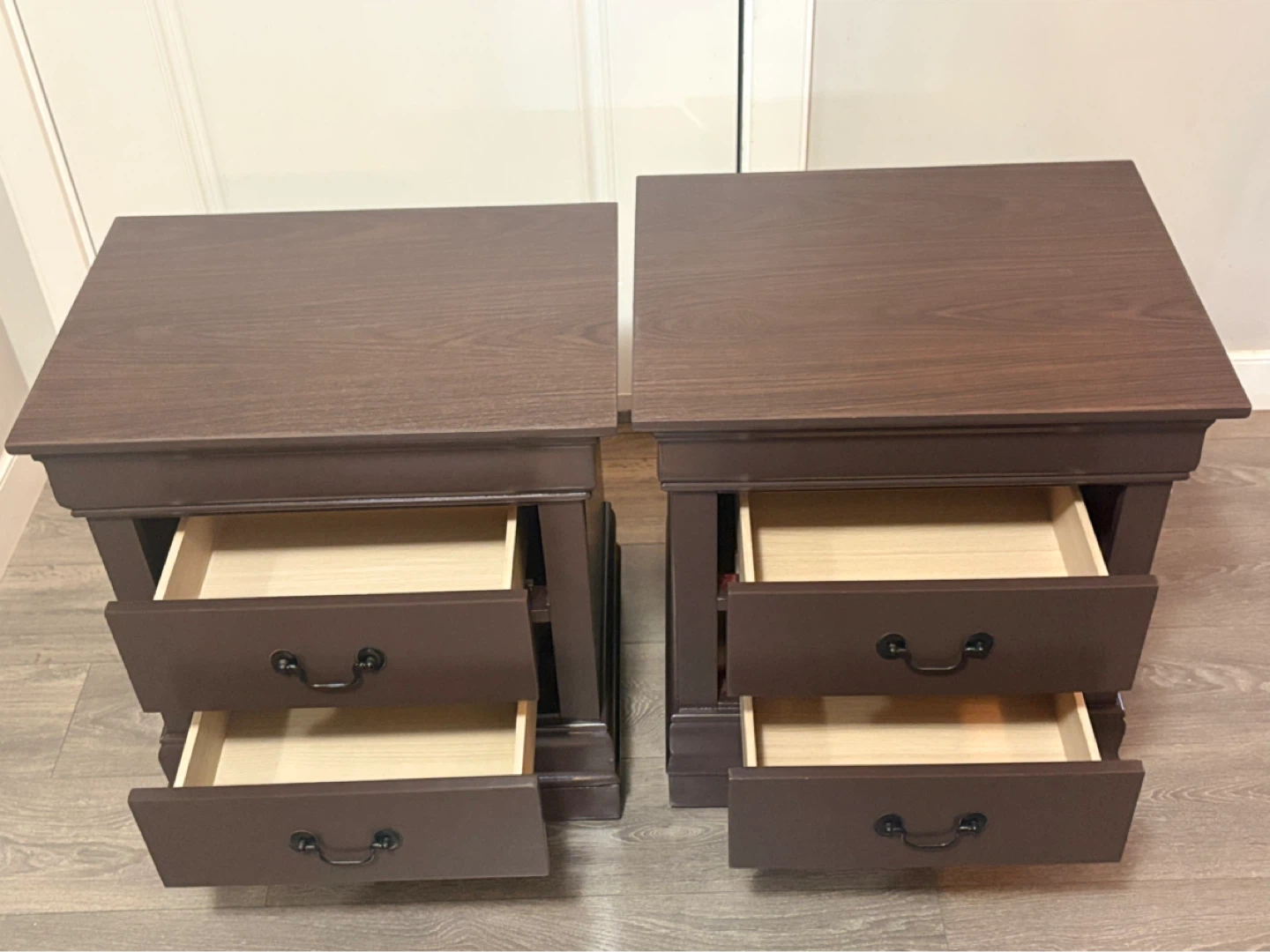 Pair of Brown 2-Drawer Nightstands - photo 5