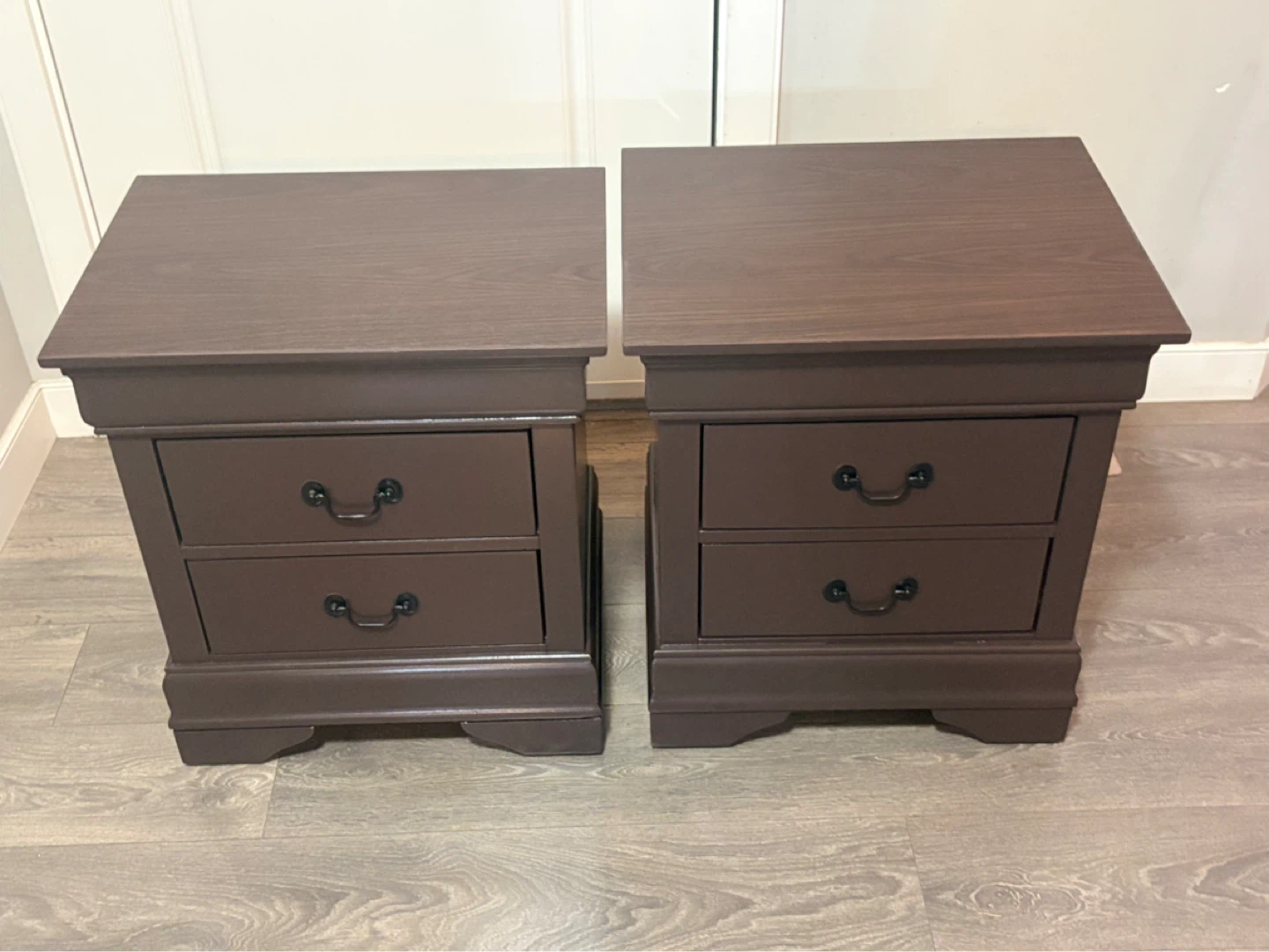 Pair of Brown 2-Drawer Nightstands - photo 2