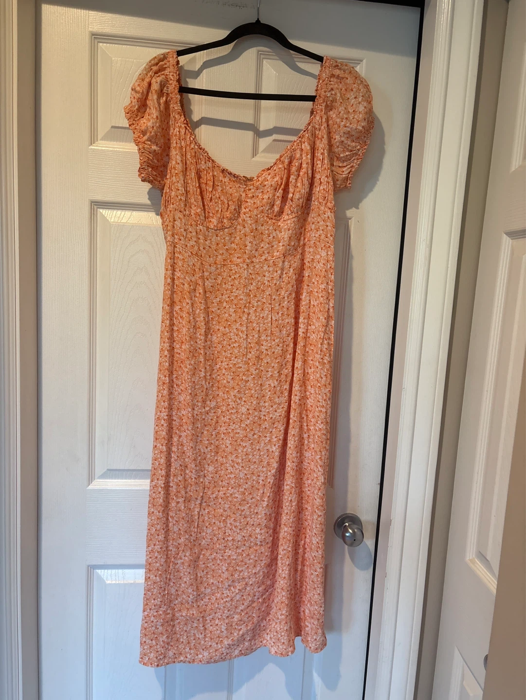 Orange Floral Print Midi Dress - photo 3