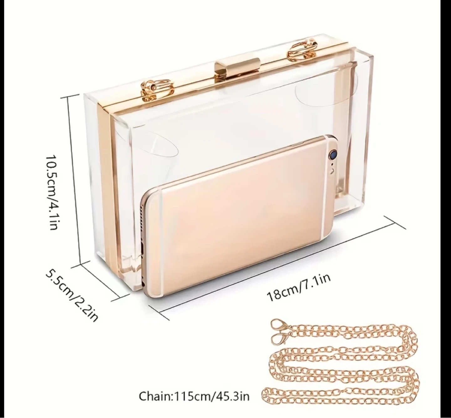 Clear Acrylic Clutch Purse with Gold Chain - photo 2